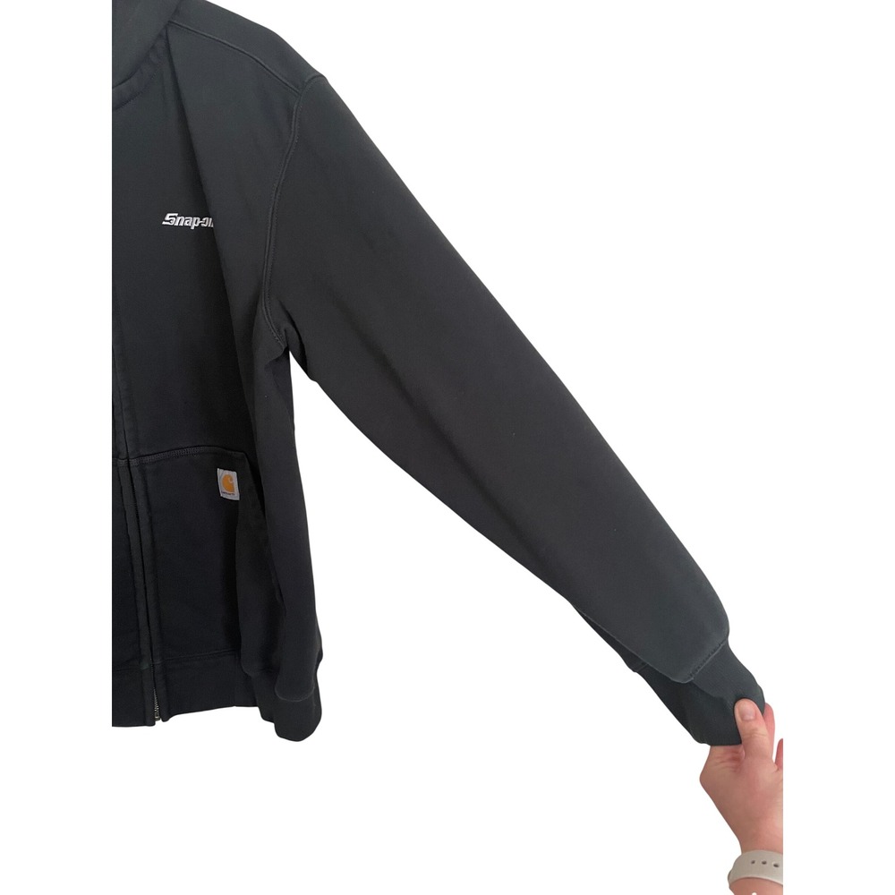 Carhartt Rain Defender Loose Fit Full Zip Hoodie Large Black Heavyweight Thermal - Picture 4 of 7